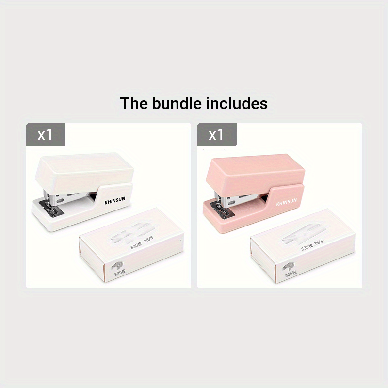 Thumbnail: 26/6 Portable Desktop Stapler - Compact Office Paper Binding Machine with Easy-U