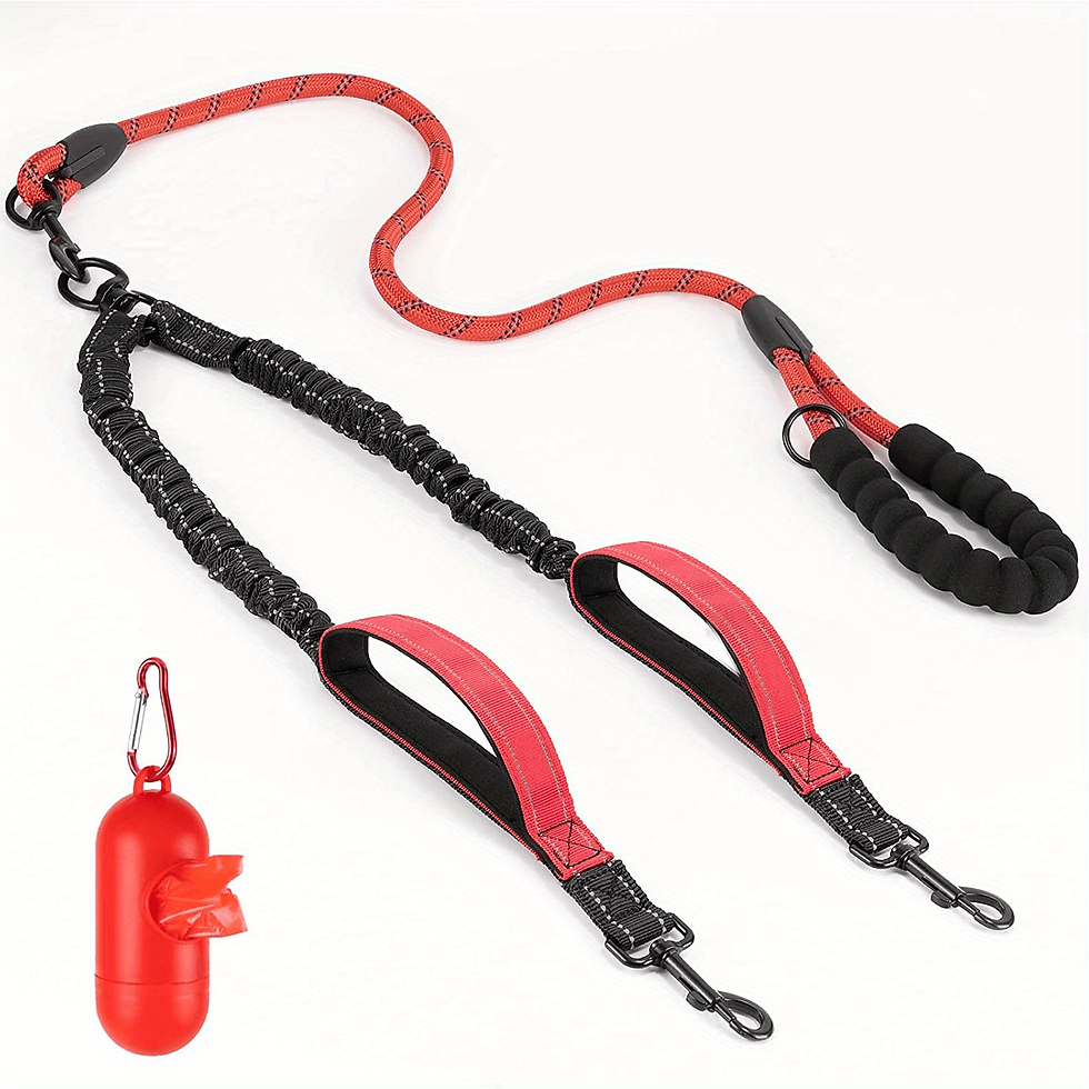 Thumbnail: Reflective Dual Dog Leash - Tangle-Free 360° Swivel Leash for Large Dogs with T