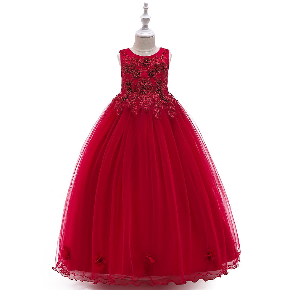 Thumbnail: Long Pageant Formal Evening Dresses For Girls Children Lace Bridesmaid Prom Gown