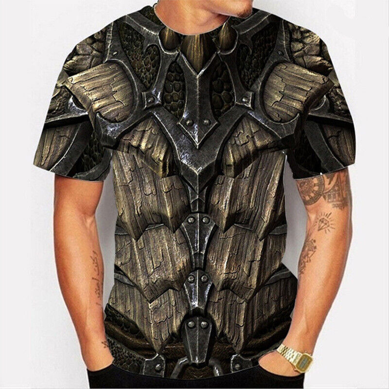 Thumbnail: Mens T-Shirts For Men Clothing Oversized Tees Unisex Armor Graphic 3D Print Summ