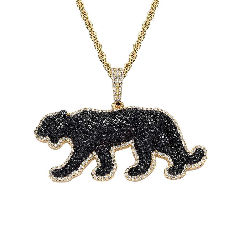 Thumbnail: Hip Hop Jewelry Animal Necklace Black Leopard Pendant Micro-inlaid Zircon Gold S