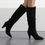 Thumbnail: Zapatos De Mujer Cowboy Western Knee High Boots Women Pointed Toe Pleated Autumn