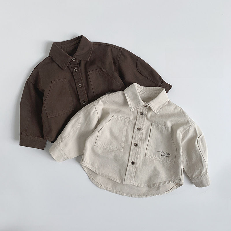 Thumbnail: New Children's Clothes 2025 Kids Shirts with Collar Boys' Cotton Long Sleeved Ba