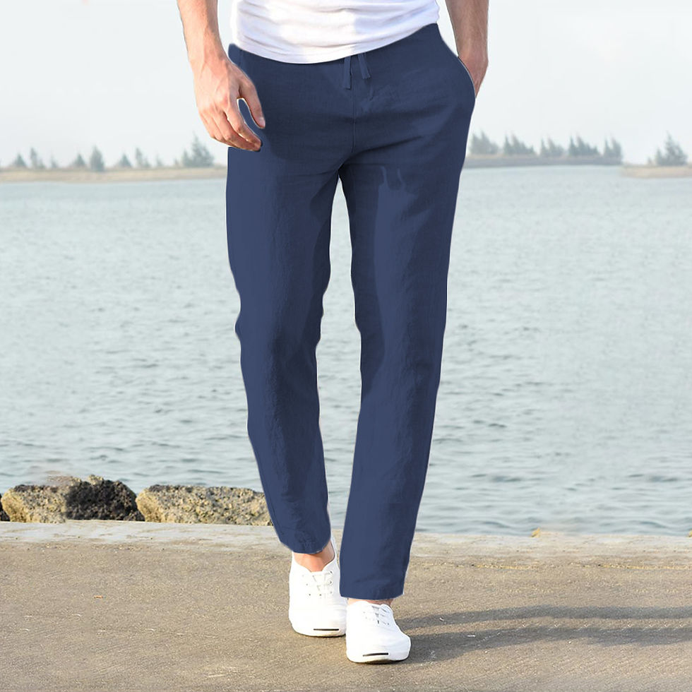 Thumbnail: Men's Cotton Linen Pants Male Autumn New Breathable Solid Color Linen Trousers F