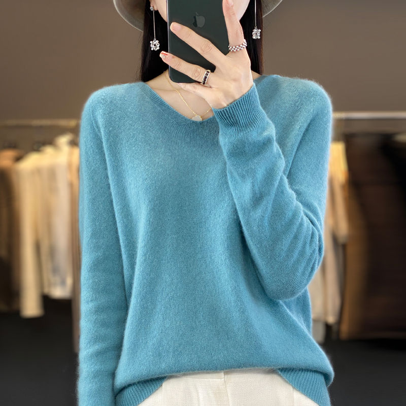 Thumbnail: 2024 100% Merino Pure Wool V-neck Hoodie Autumn/Winter Hoodie New Cashmere Sweat
