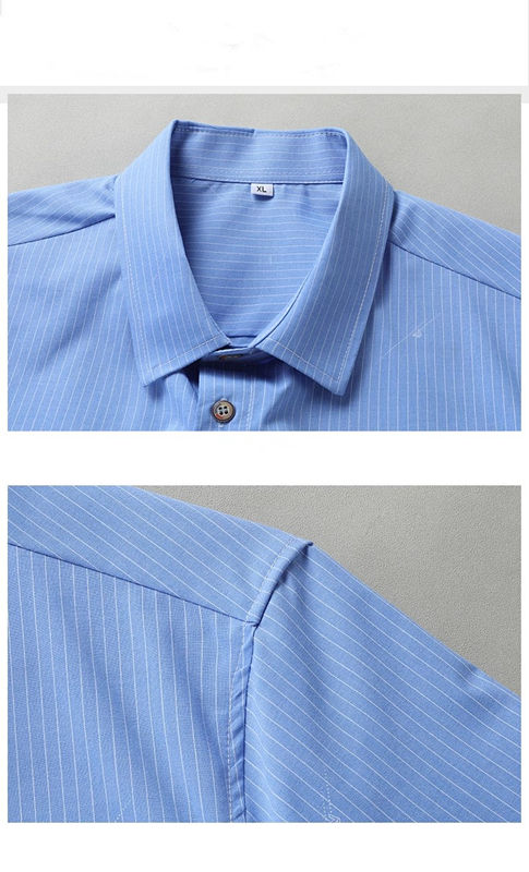 Thumbnail: Load new men's striped short-sleeved shirt stretch half-sleeved shirt, plus XL s