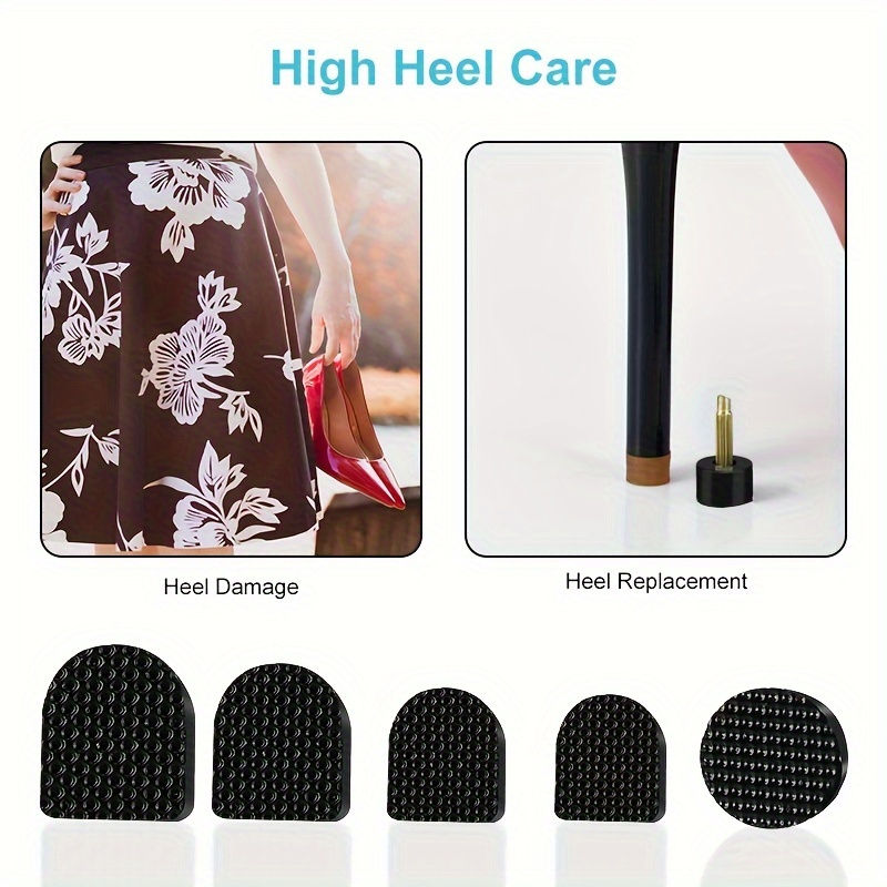 Thumbnail: [Popular Choice] 15 Pairs Rubber Heel Caps for Women's Shoes, Anti-Slip Heel Pro