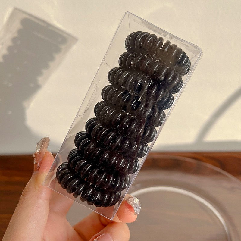 Thumbnail: 9 Pcs Spiral Hair Ties No Crease, Coil Hair Ties, Phone Cord Hair Ties, Women Po
