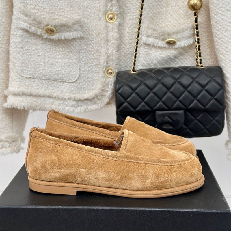 Thumbnail: Winter Shoes Women's 2025 New Wool One-piece Women's Loafers Low Heel Fashion Ca