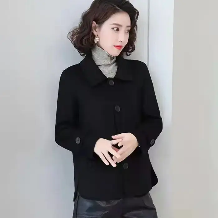 Thumbnail: Wool Blend Coat for Women Plain Half Short New In Mixtures Jacket Woman Autumn H