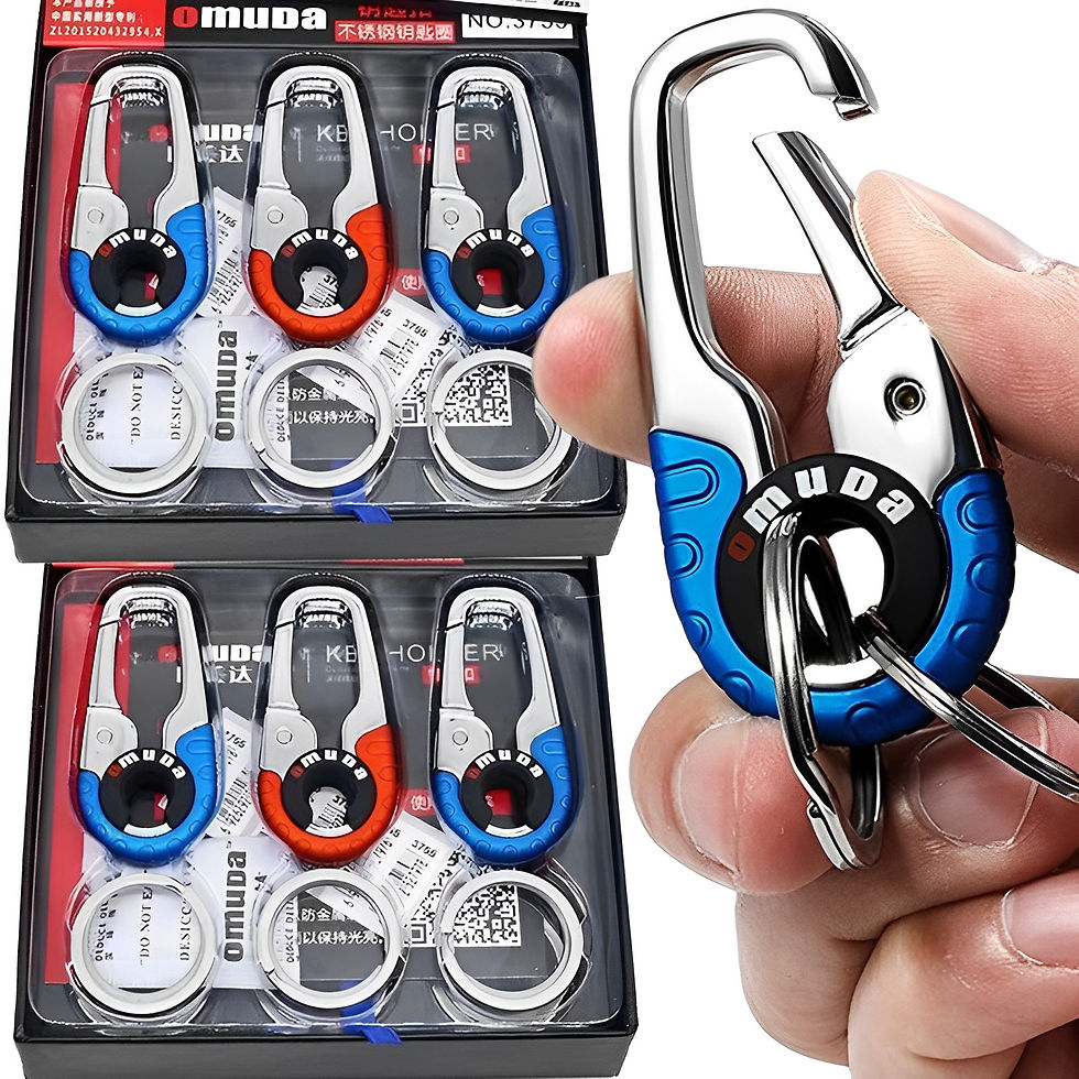 Thumbnail: 3pcs Keychain Men Stainless Steel Buckle Outdoor Carabiner Climbing Tool Double 