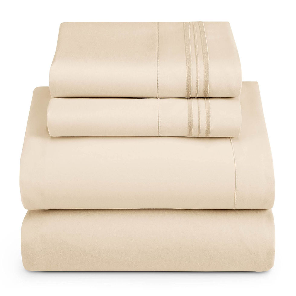 Thumbnail: 3/4pcs Beige Synthetic Fiber Sheet Set, Soft Brushed Microfiber Luxury Bedding S