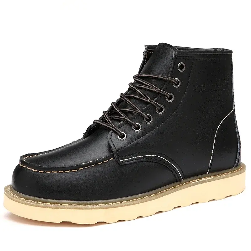 Thumbnail: Winter Warm Men Boots Leather Mens Snow Boots with Fur Handmade Waterproof Male 