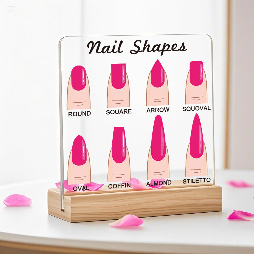 Hot pink Nail Shapes Display Board Transparent Acrylic Nails Art Prop Desktop Na