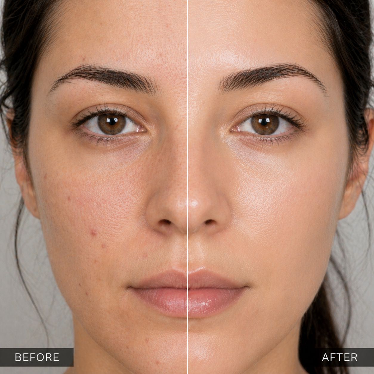 Before and after results of Glow Facial with Microdermabrasion at Browsome Studio Doral Miami