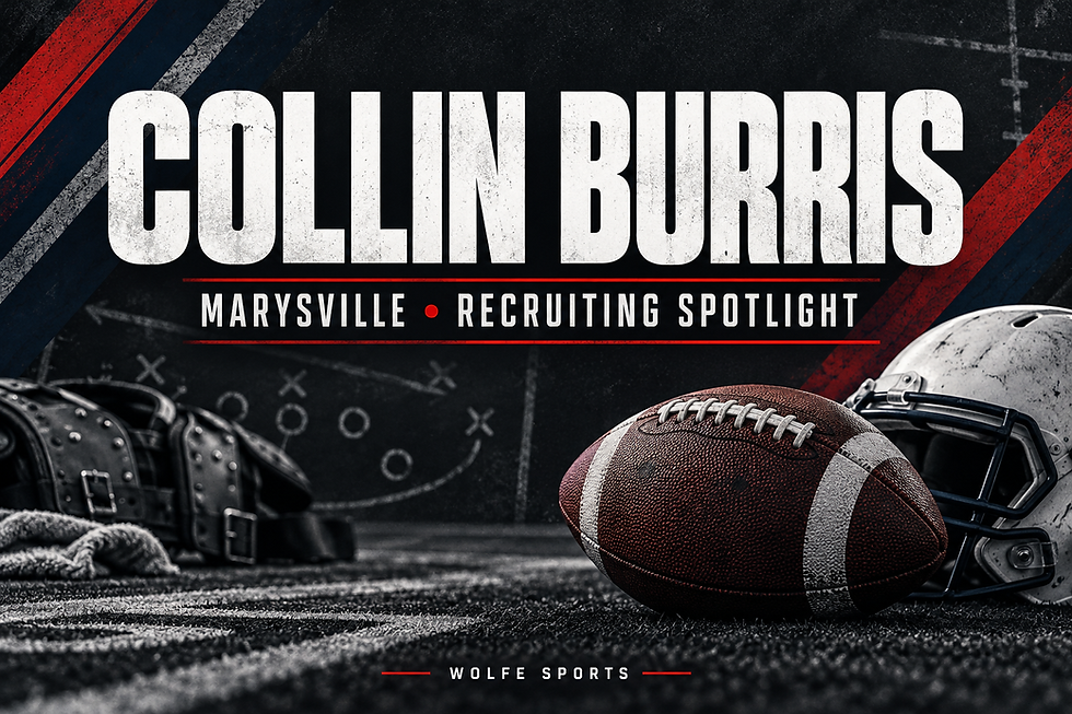 COLLIN BURRIS — MARYSVILLE • RECRUITING SPOTLIGHT; Wolfe Sports editorial sports graphic