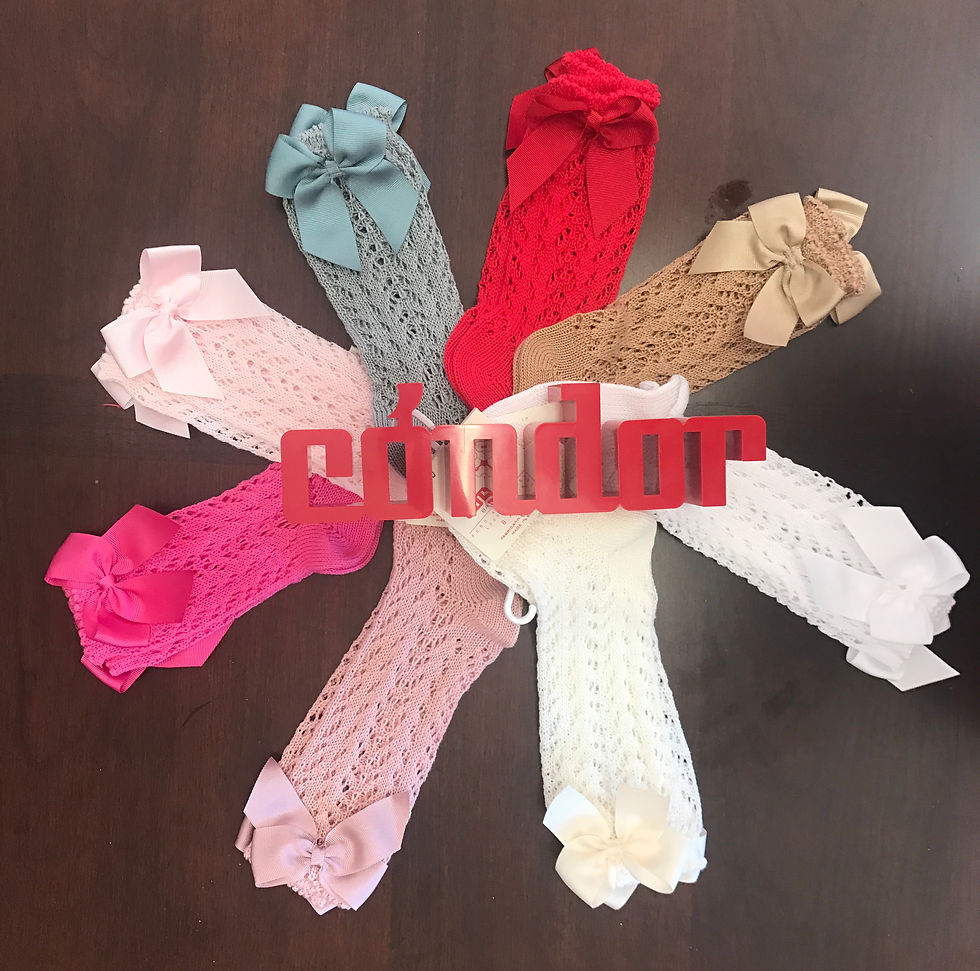 Thumbnail: Girls Crochet High Socks w/Bow Condor RED 