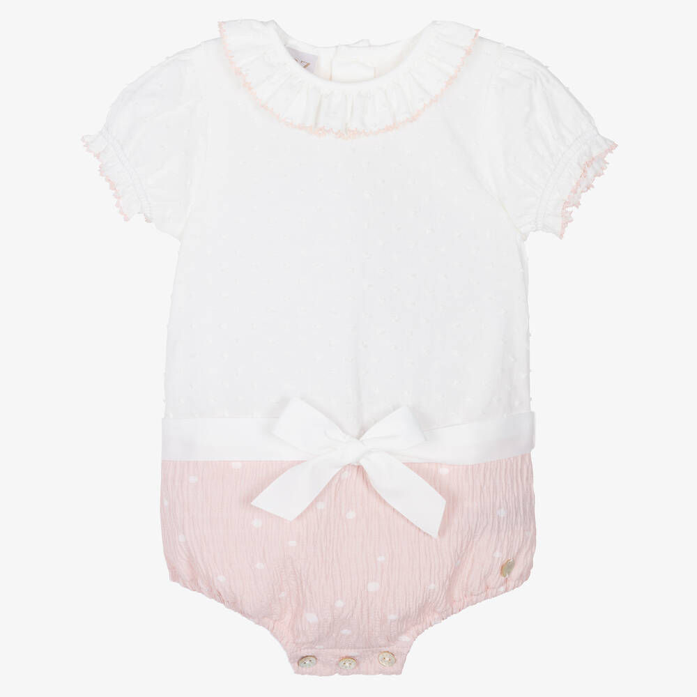 Pink & White Plumeti Romper Paz Rodriguez