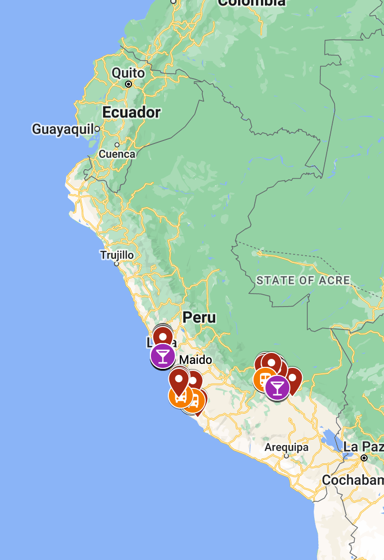 Mapa de Viaje a Perú