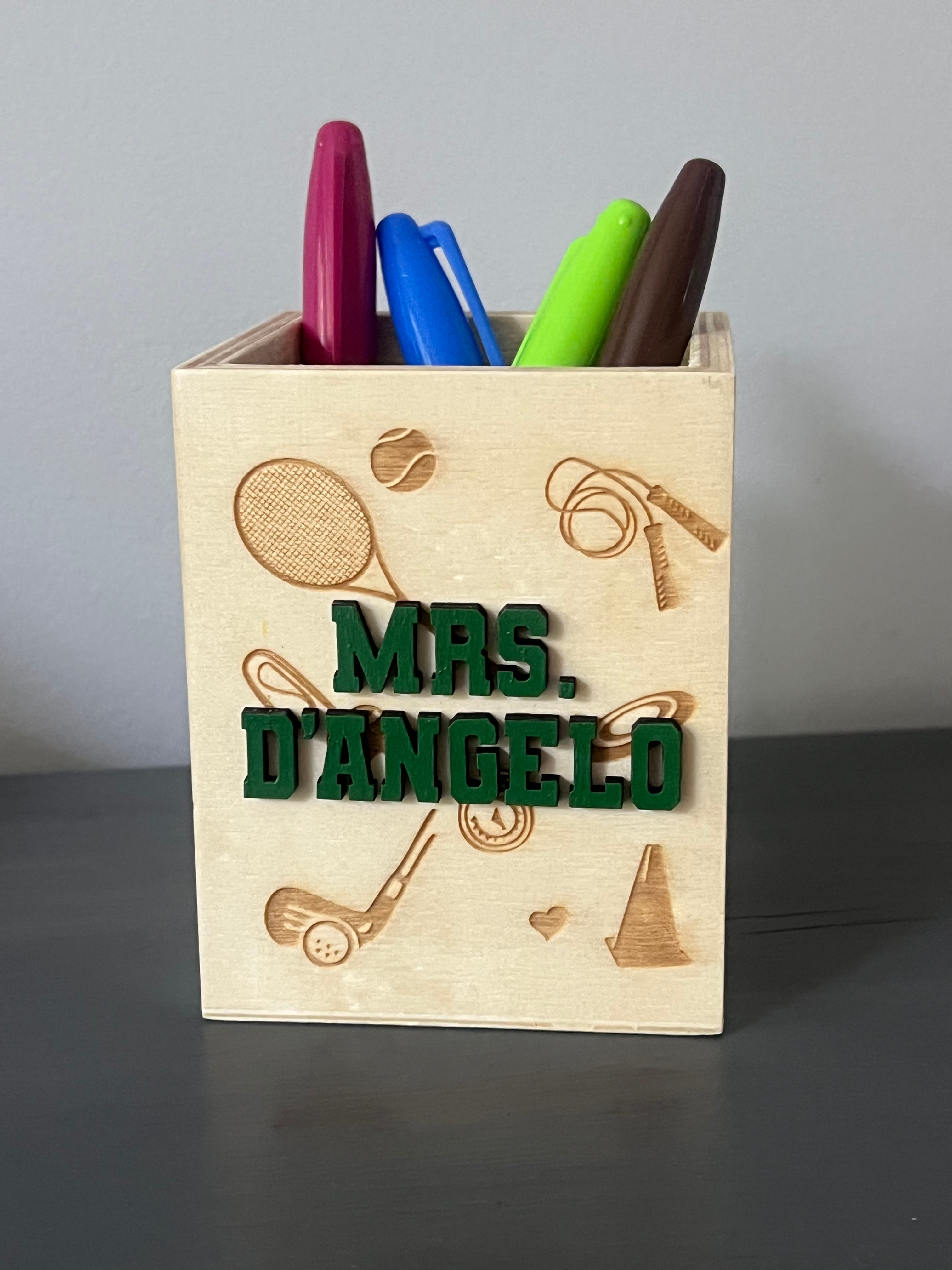 Sport Theme Wooden Pencil Holder