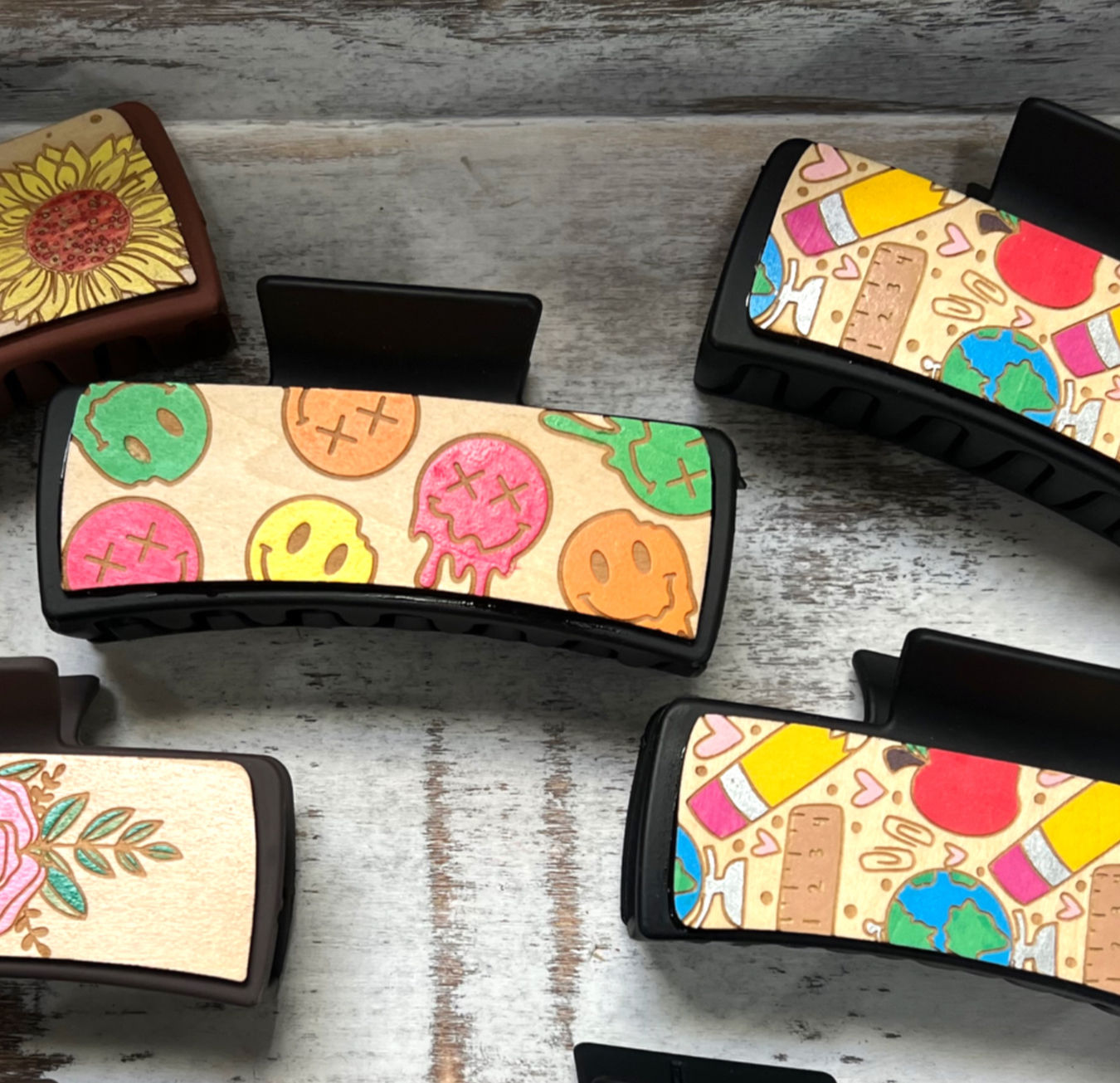 Smiley: Hand Painted Hair Claw