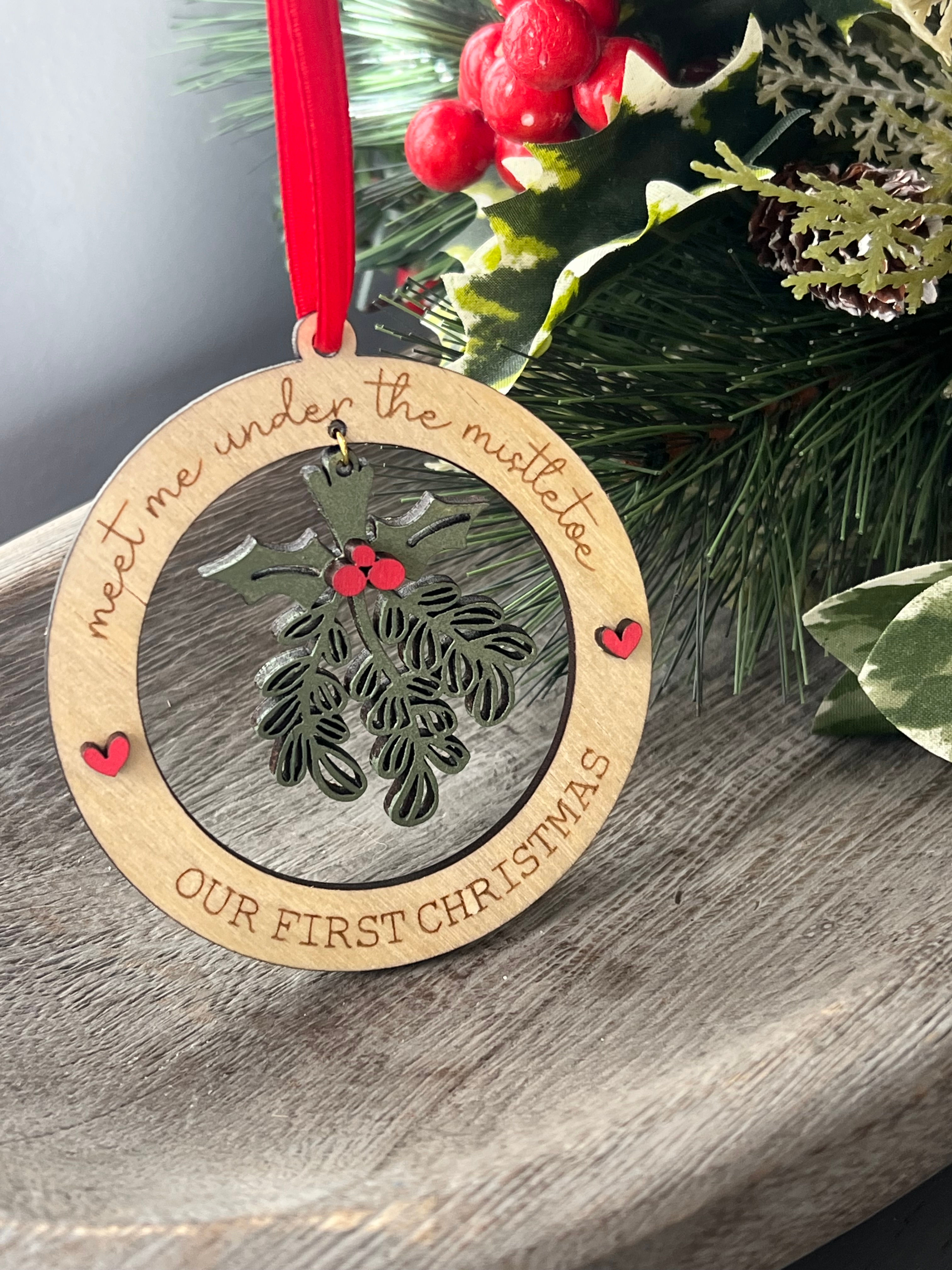 Meet me Under Mistletoe Ornament
