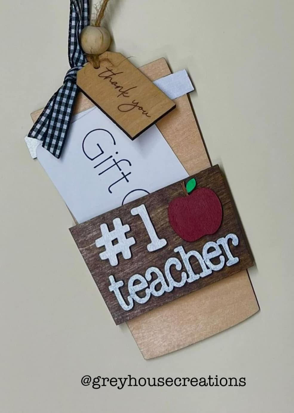 #1 Teacher & Coffee Cup Wooden gift card holder