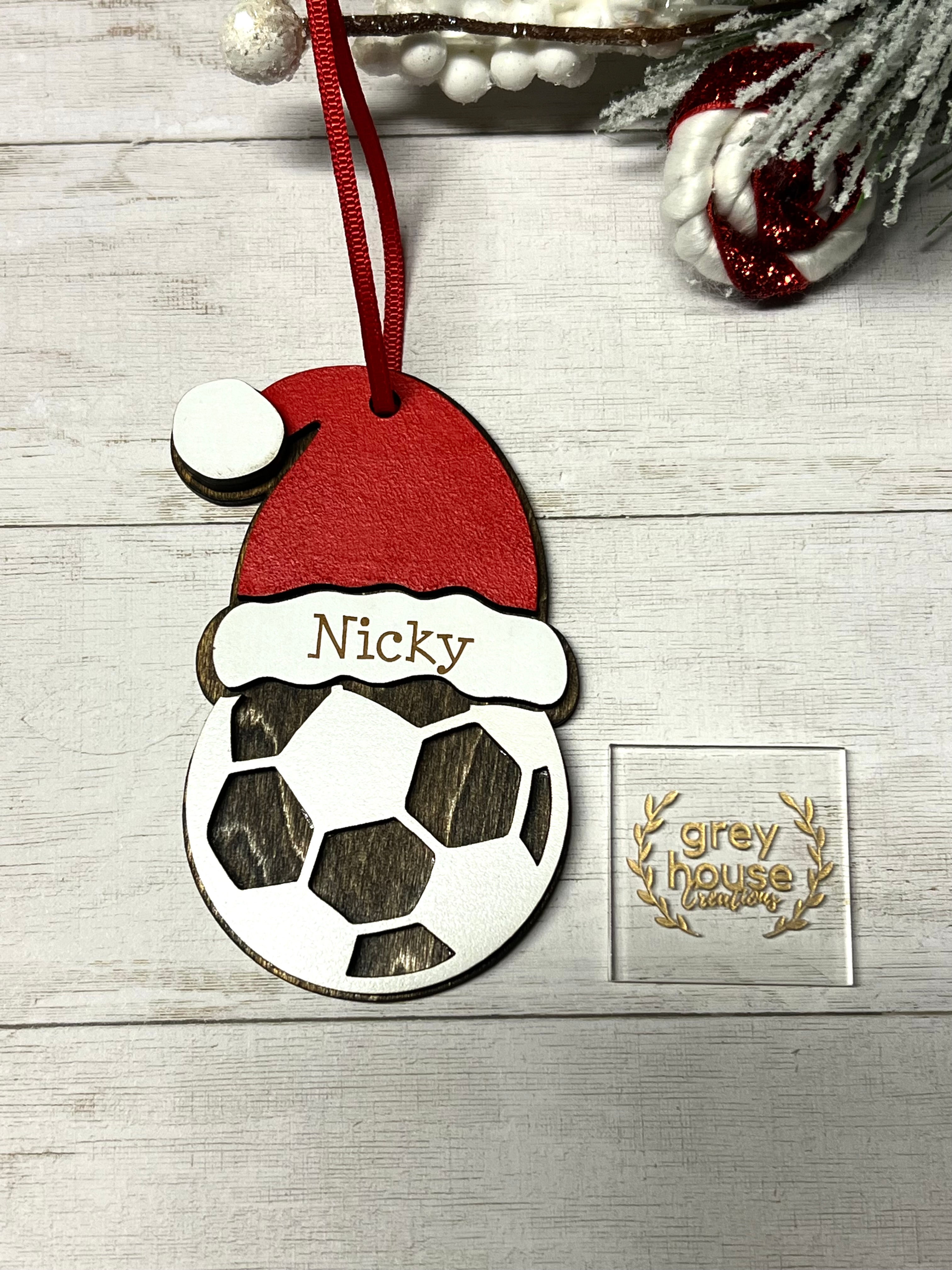 Santa Soccer Ball Ornament