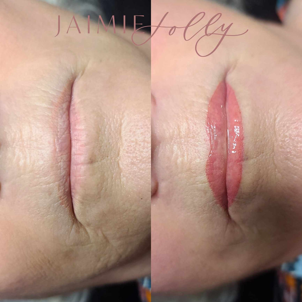 a before and after photo of a woman 's lips by jaimie holly