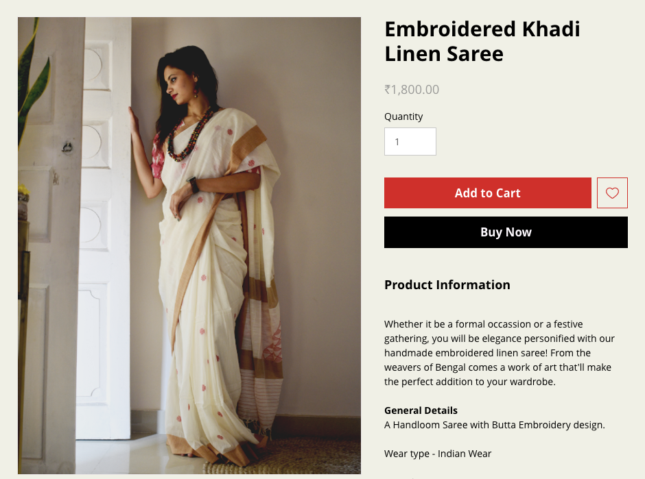 Embroidered Khadi Linen Saree