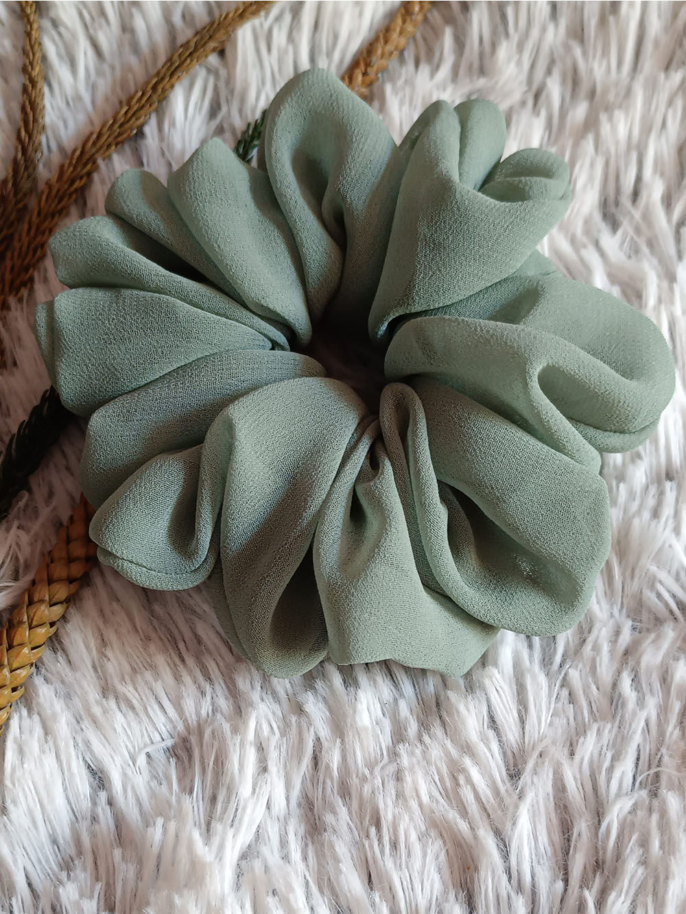 Olive Gorgette Scrunchie
