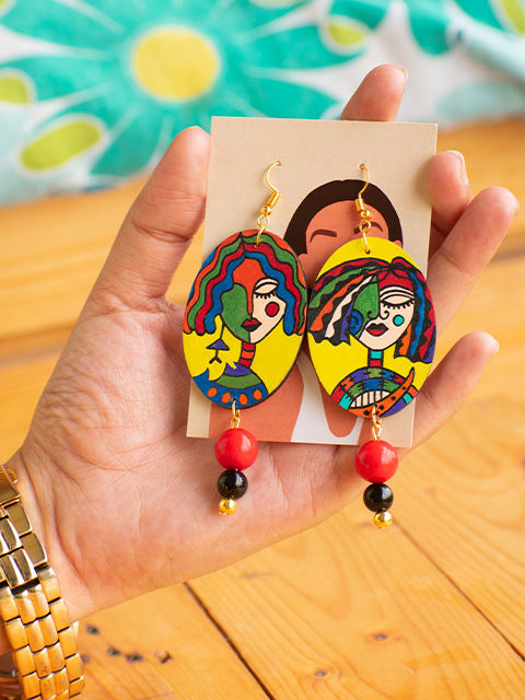 Thumbnail: Abstract Face Art Earrings