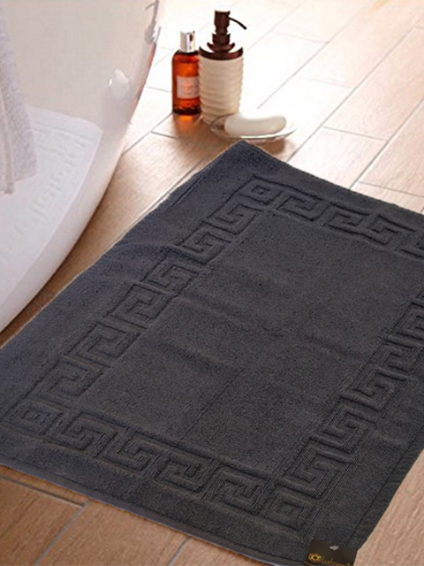 Cotton Bathmat with Greek Border - Grey