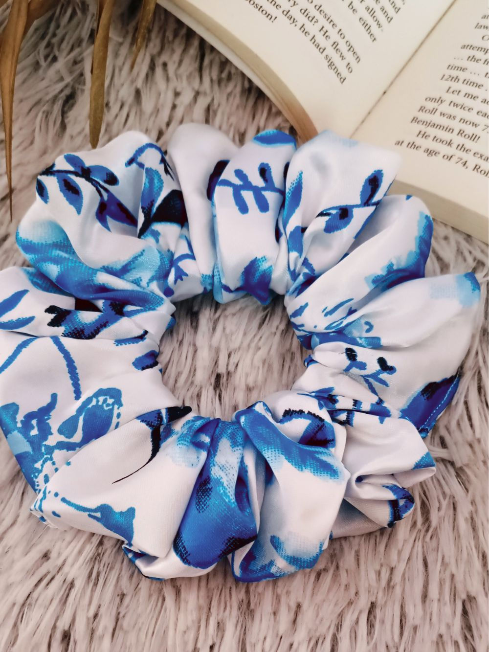 Blue Bloom Scrunchie