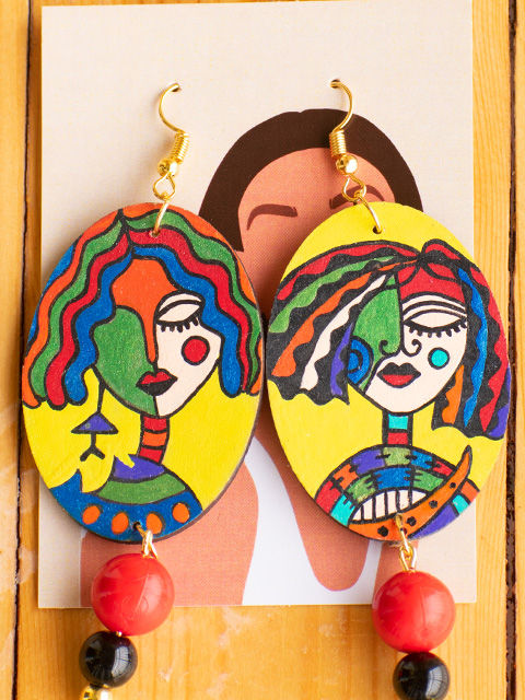 Thumbnail: Abstract Face Art Earrings