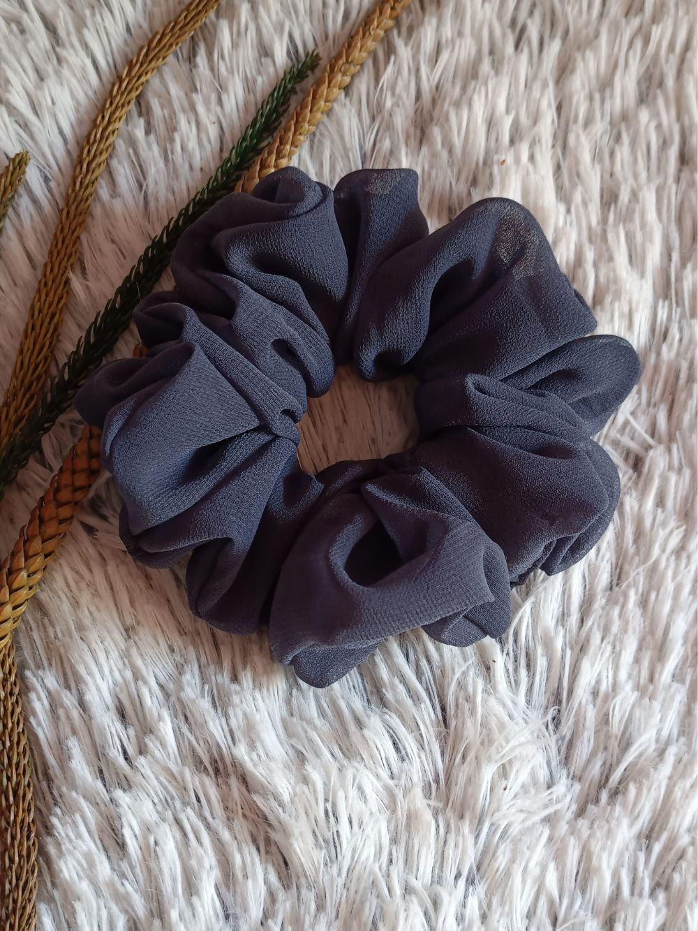 Grey Gorgette Scrunchie