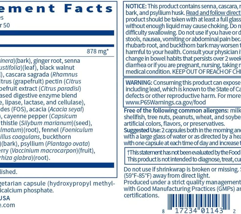 RHMD Herbal Clear 100 Capsules - Probiotics + Botanicals Supplement Contents and Label