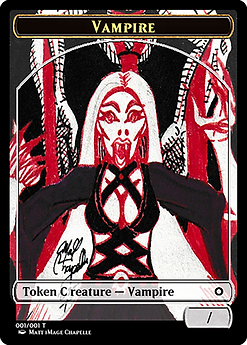 Custom token card — vampire with fanged expression and red‑black palette