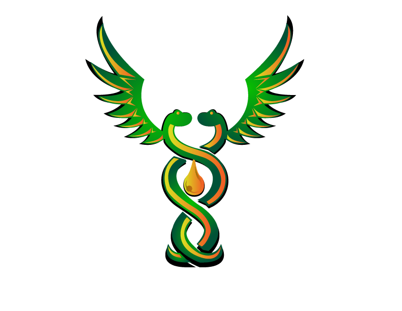 CCC Healing Concentrates Logo — Canadian Compassion Club logo featuring Dual Serpents and THC Concentrates Droplet
