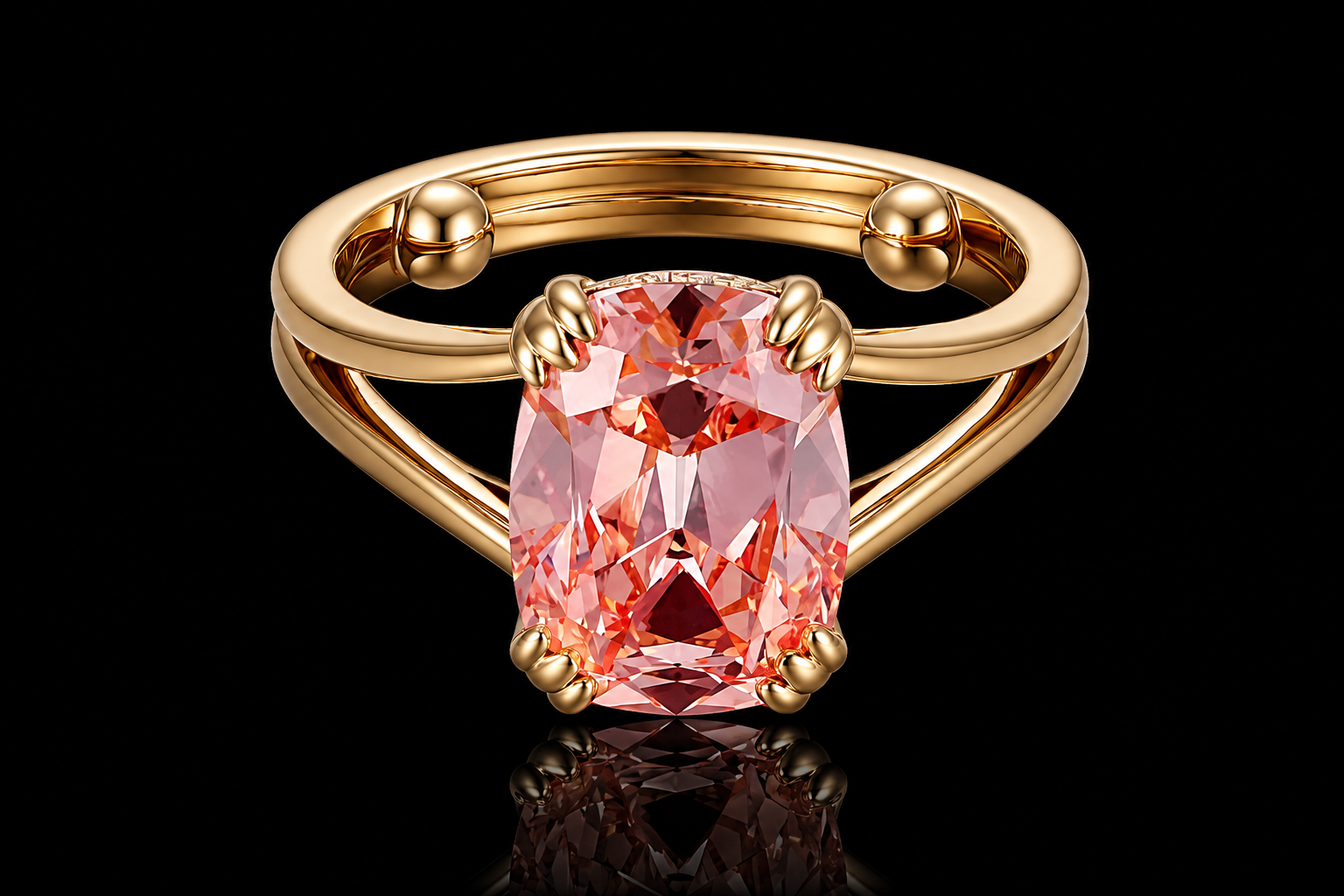 Fancy Pink Cushion Cut Diamond Ring