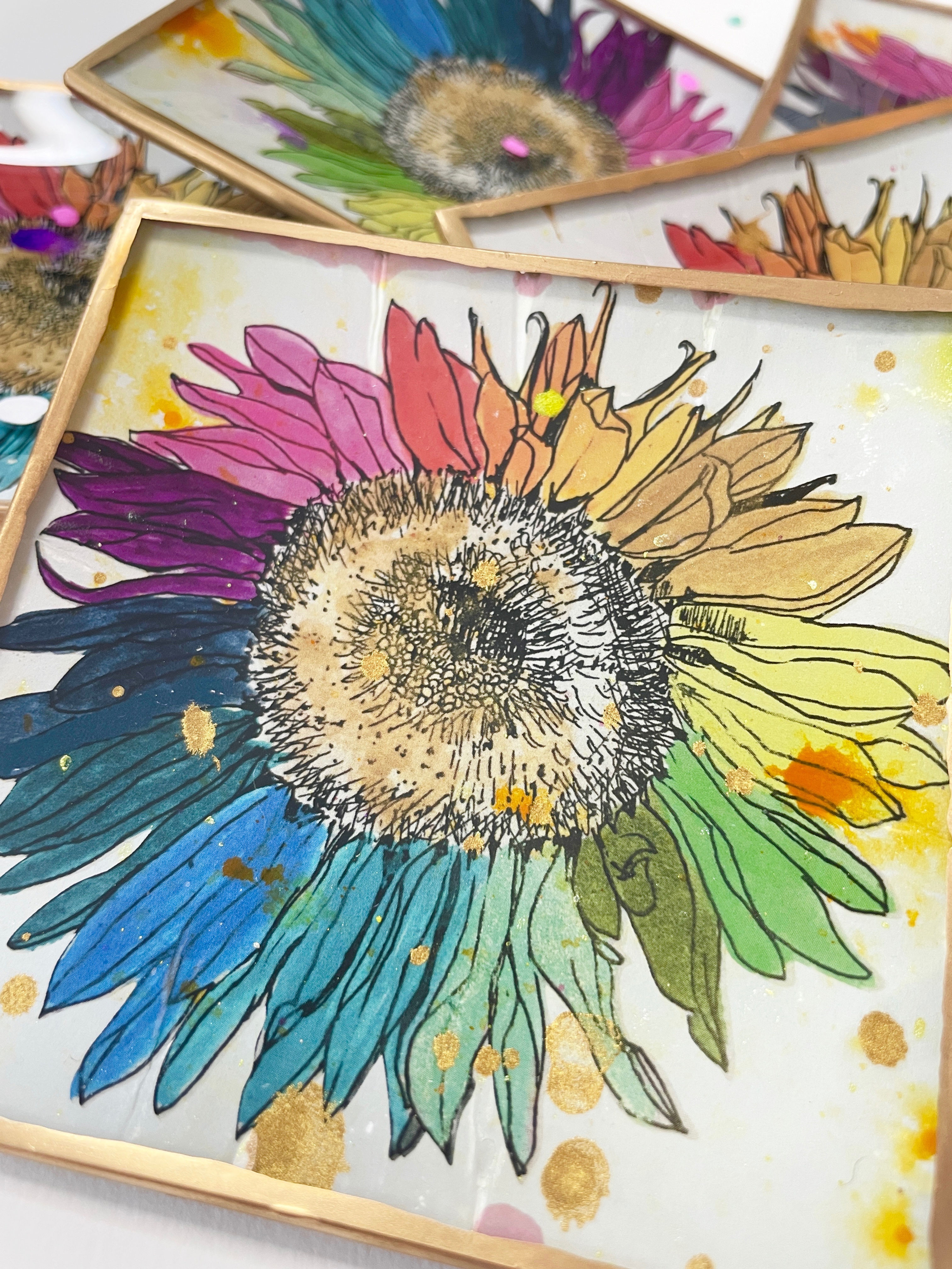 Rainbow Sunflower trinket tray