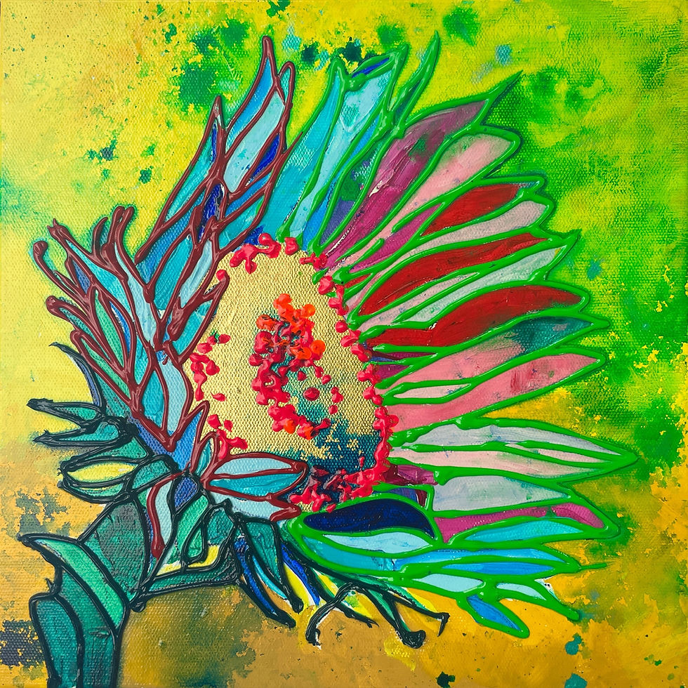 Thumbnail: Rainbow SUnFlower, NEON PINK center, YELLOW background