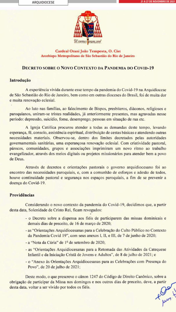 Decreto sobre o novo contexto da pandemia de Covid-19