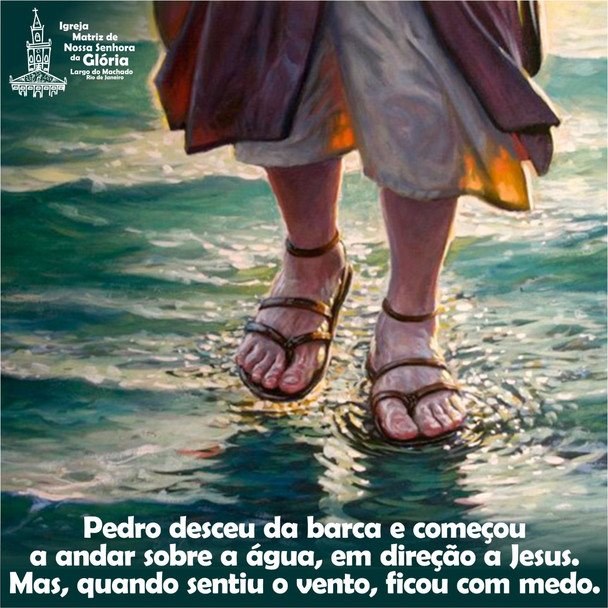 Pedro desceu da barca e começou a andar sobre a água, em direção a Jesus. Mas, quando sentiu o vento