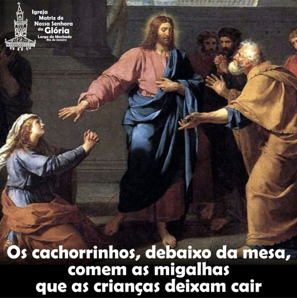 Os cachorrinhos, debaixo da mesa, comem as migalhas que as crianças deixam cair.