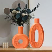 Thumbnail: Duo de vase design donut et anneau texturé orange
