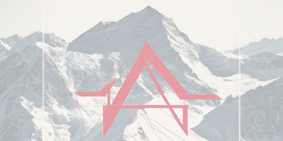 Minimalist symbol for a club membership. Red thread. Piz Bernina mountain in Switzerland_e
