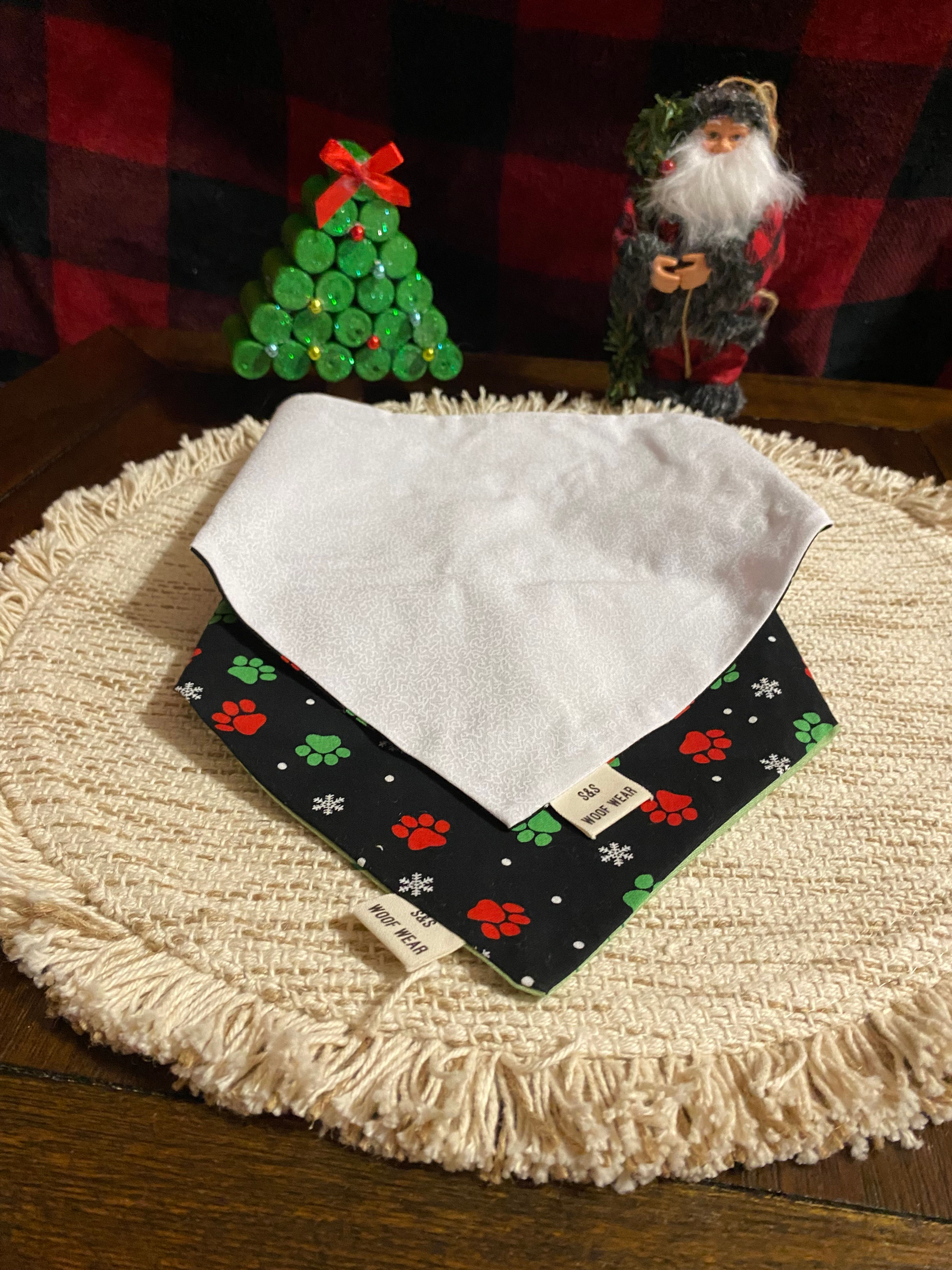 Snow & Paws - White & Black Bandana - Reversible