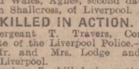 Liverpool Police - Sergeant T Travers, Cornwall Light Infantry