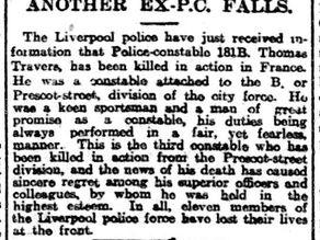 Liverpool Police - P.C. 181B Thomas Travers
